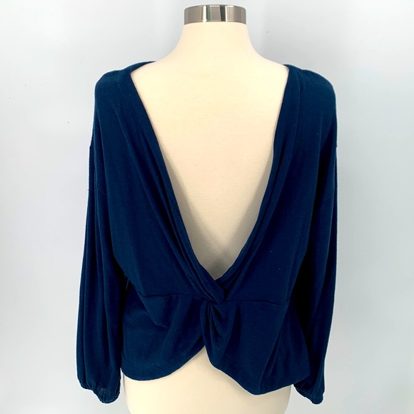 Eloquii- Navy Twist Open-Back Sweater - Picture 3 of 10